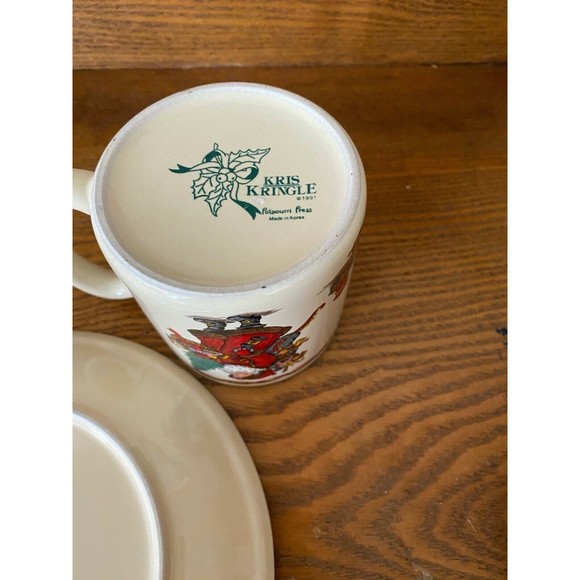 Vintage Kris Kringle Potpouri Press 1991 Dessert Plate and Mug, Made in Korea - Picture 4 of 7